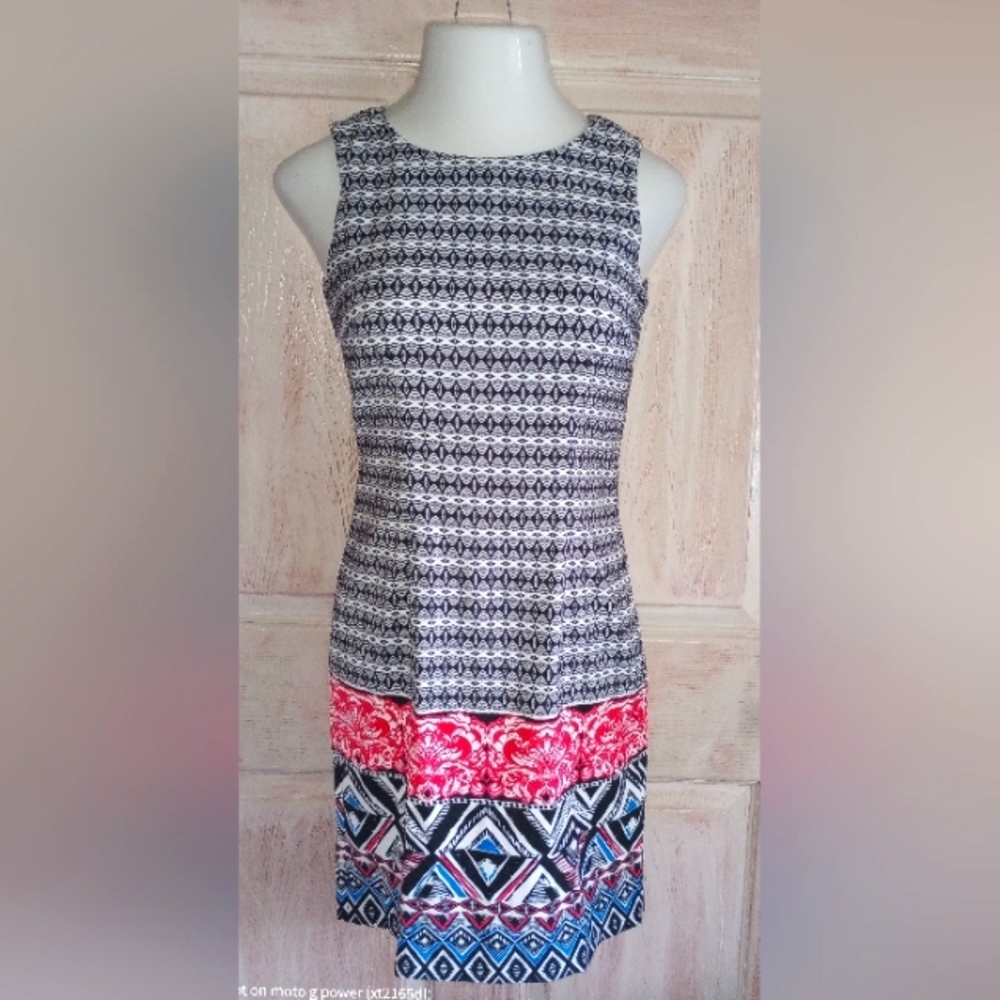 Mario Serrani Sleeveless Patterned A line Dress